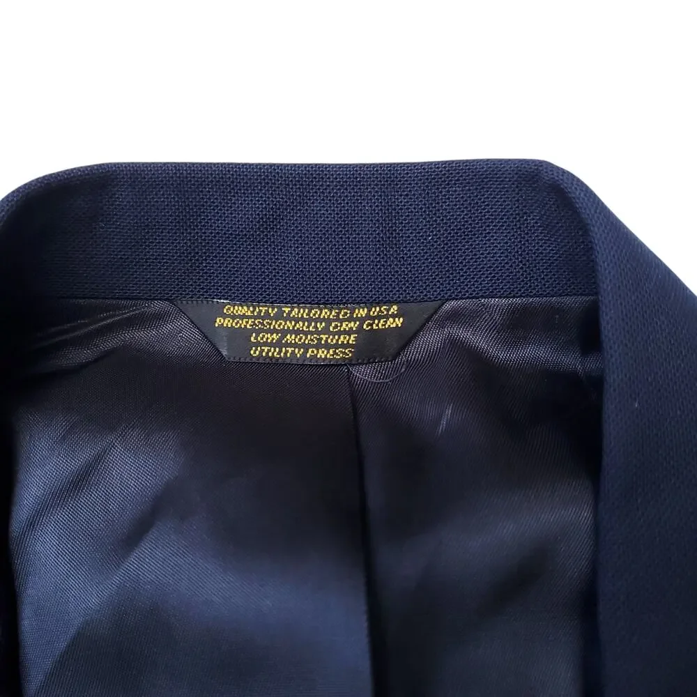 Vintage Palm Beach Blue Wool Poly Gold Button Blazer Jacket Sport Coat 40R